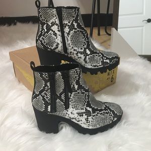 Snake skin ankle boots